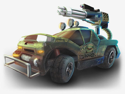 3D Game truck with rooftop ammunition guns